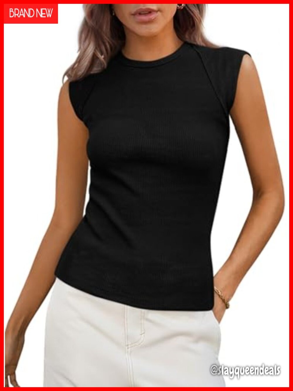 PRETTYGARDEN Women's Cap Sleeve Ribbed Tank Top Slim Fit Summer